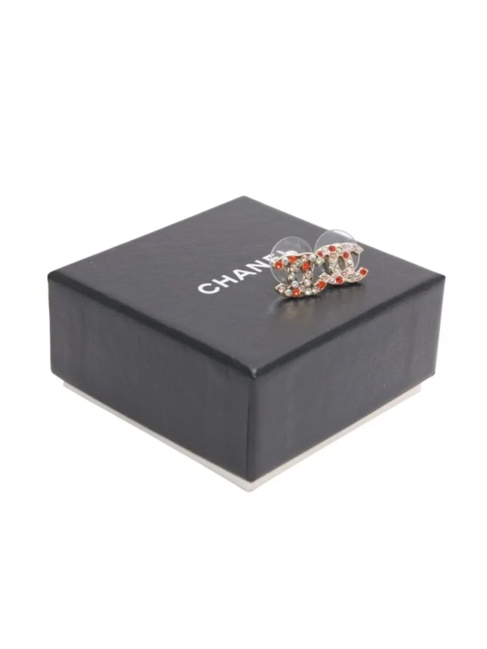 Chanel CC Logo Earrings 04 Color Stone Metal Gold Plated Multicolor